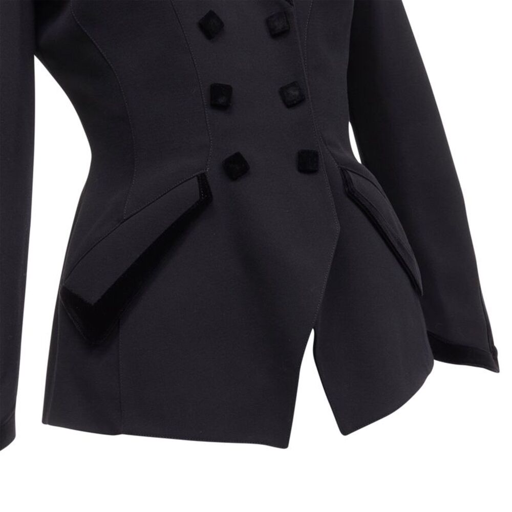 Thierry Mugler curved lapel velvet shadow peplum blazer - Picture 2 of 6